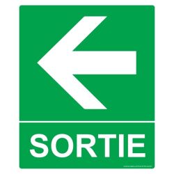 Panneau Sortie Flèche gauche -300 x 250 mm- Photoluminescent