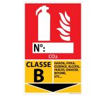 Panneau signalétique Extincteur pour feux de Classe B  - 160 x 250 mm - Vinyle Souple Autocollant