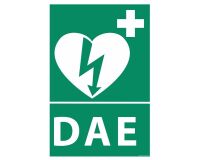 Signalétique Défibrillateur DAE pour ERP - Modèle 2 - ISO 7010  - 140 x 210 mm - Vinyle Souple Autocollant