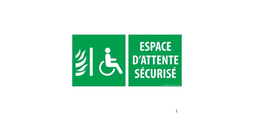 Signalétique évacuation – Espace d’attente sécurisé – ISO 7010  - 200 x 100 mm - Vinyle