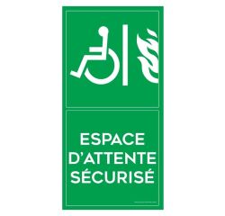 Panneau Espace d’attente sécurisé – Format portrait – ISO 7010  - 200 x 100 mm - PVC 2 mm