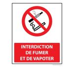 Panneau - Interdiction de Fumer/Vapoter avec décrêt - 250 x 300 mm