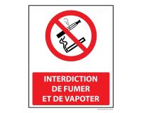 Panneau - Interdiction de Fumer/Vapoter avec décrêt - 250 x 300 mm