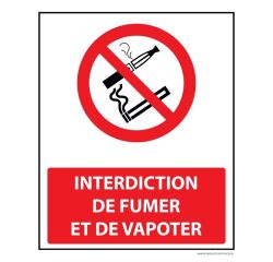 Panneau - Interdiction de Fumer/Vapoter avec décrêt - 250 x 300 mm