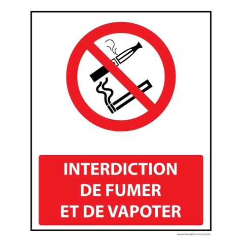 Panneau - Interdiction de Fumer/Vapoter avec décrêt - 250 x 300 mm