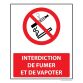 Panneau - Interdiction de Fumer/Vapoter avec décrêt - 250 x 300 mm