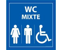Panneau PMR - Picto WC Mixte - Symbole universel d'accessibilité  - 350 x 350 mm - PVC