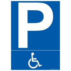 Panneau Parking PMR pictogramme handicapé - Divers formats  - 210 x 150 mm - Vinyle Souple Autocollant
