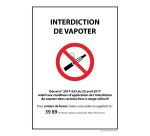 Panneau d'Interdiction - Interdiction de Vapoter - avec Décret  - 210 x 150 mm - Vinyle Souple Autocollant
