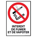 Panneau d'interdiction - Interdiction de fumer et de vapoter