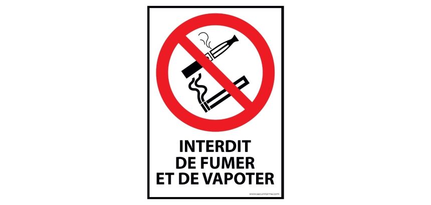 Panneau d'interdiction - Interdiction de fumer et de vapoter