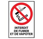 Panneau d'interdiction - Interdiction de fumer et de vapoter