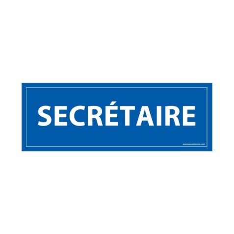 Panneau SECRETAIRE - fond bleu 210 x 75 mm