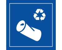 Pictogramme - Info recyclage canette - ISO 7001 PI PF 063  - 125 x 125 mm - Vinyle Souple Autocollant - Bleu