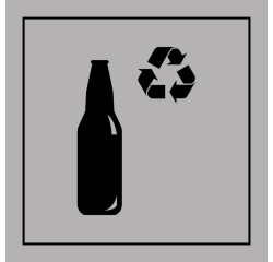 Signalétique de recyclage pour verre - PI PF 065 - ISO 7001  - 250 x 250 mm - Vinyle Souple Autocollant - Gris