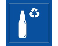 Signalétique de recyclage pour verre - PI PF 065 - ISO 7001  - 250 x 250 mm - Vinyle Souple Autocollant - Bleu