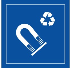 Panneau - Info Recyclage Acier Magnétique - PI PF 064 - ISO 7001  - 125 x 125 mm - PVC 2 mm - Gris