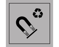 Panneau - Info Recyclage Acier Magnétique - PI PF 064 - ISO 7001  - 125 x 125 mm - PVC - Gris