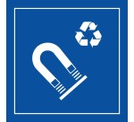 Panneau - Info Recyclage Acier Magnétique - PI PF 064 - ISO 7001  - 125 x 125 mm - PVC 2 mm - Gris