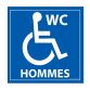 Panneau PMR WC Hommes - Signalétique toilette - Fond bleu
