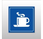Panneau d'information - Cafétéria Tasse Chaude - Gravoply  - 100 x 100 mm - Noir sur fond Blanc