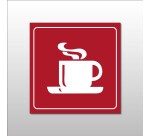 Panneau d'information - Cafétéria Tasse Chaude - Gravoply  - 100 x 100 mm - Blanc sur fond Noir