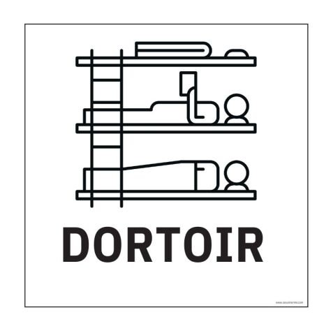 Panneau DORTOIR - fond blanc 250 x 250 mm