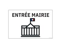 Panneau ENTREE MAIRIE+ symbole - fond blanc 300 x 200 mm