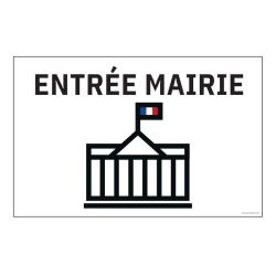 Panneau ENTREE MAIRIE+ symbole - fond blanc 300 x 200 mm