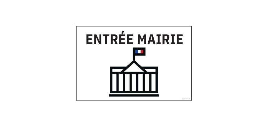 Panneau ENTREE MAIRIE+ symbole - fond blanc 300 x 200 mm