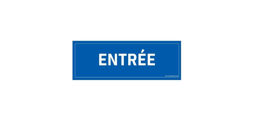 Panneau ENTREE - fond bleu 210 x 75 mm