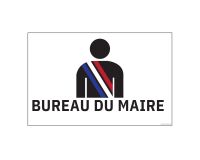 Panneau BUREAU DU MAIRE+ symbole - fond blanc 300 x 200 mm