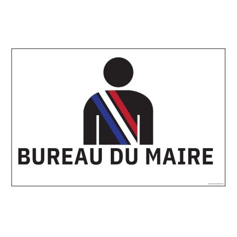 Panneau BUREAU DU MAIRE+ symbole - fond blanc 300 x 200 mm
