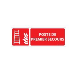 Panneau Premiers Secours - Poste de premier secours - Pictogramme  - 350 x 125 mm - Vinyle Souple Autocollant