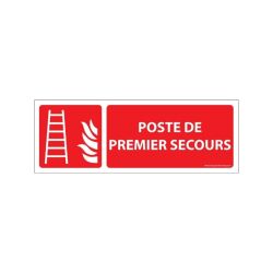 Panneau Poste de premier secours  - 350 x 125 - Vinyle souple autocollant