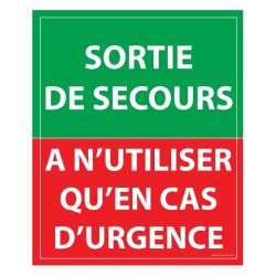 Panneau Sortie de secours, à n'utiliser qu'en cas d'urgence - 300 x 250 mm