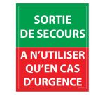 Panneau Sortie de secours, à n'utiliser qu'en cas d'urgence - 300 x 250 mm