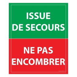 Panneau Issue de secours, ne pas encombrer - 300 x 250 mm