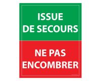 Panneau évacuation - Issue de secours ne pas encombrer  - Vinyle Souple Autocollant