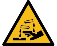 Panneau Danger- Substance corrosive - W023 - norme ISO 7010  - 100 mm - PVC