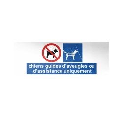 Panneau Chiens guides ou assistance uniquement - 210 x 75 mm  - 210 x 75 mm - Vinyle Souple Autocollant