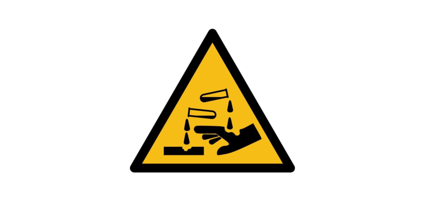 Panneau Danger- Substance corrosive - W023 - norme ISO 7010  - 100 mm - PVC