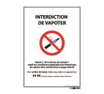 Panneau d'Interdiction "Interdiction de vapoter" plastifié A5