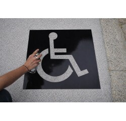 Pochoir pour marquage au sol - Place Réservée PMR - PVC réutilisable  - 500 x 600 mm