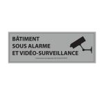 Panneau d'information - Bâtiment sous alarme et vidéo-surveillance  - 210 x 75 mm - Blanc - Vinyle Souple Autocollant