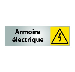 Panneau danger -  Pictogramme Armoire électrique - W012 - ISO 7010  - 250 x 80 mm - Argent