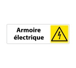 Panneau danger -  Pictogramme Armoire électrique - W012 - ISO 7010  - 150 x 47 mm - Blanc
