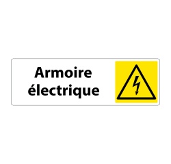 Panneau danger -  Pictogramme Armoire électrique - W012 - ISO 7010  - 150 x 47 mm - Blanc