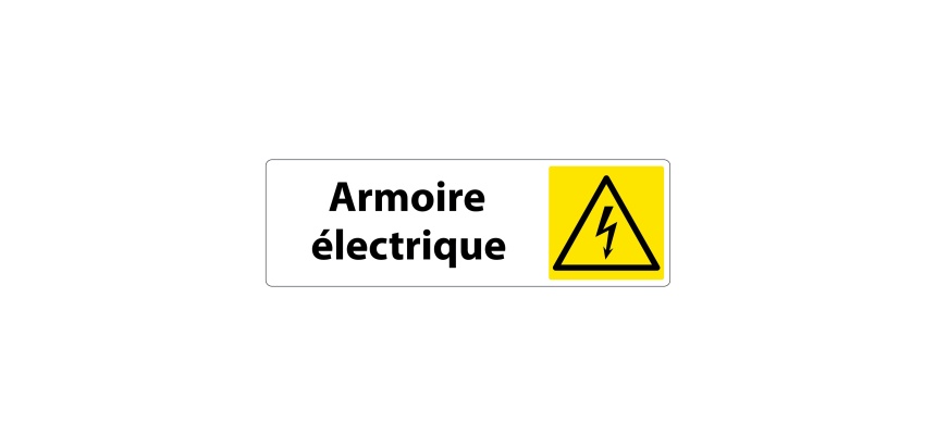 Panneau danger -  Pictogramme Armoire électrique - W012 - ISO 7010  - 150 x 47 mm - Blanc