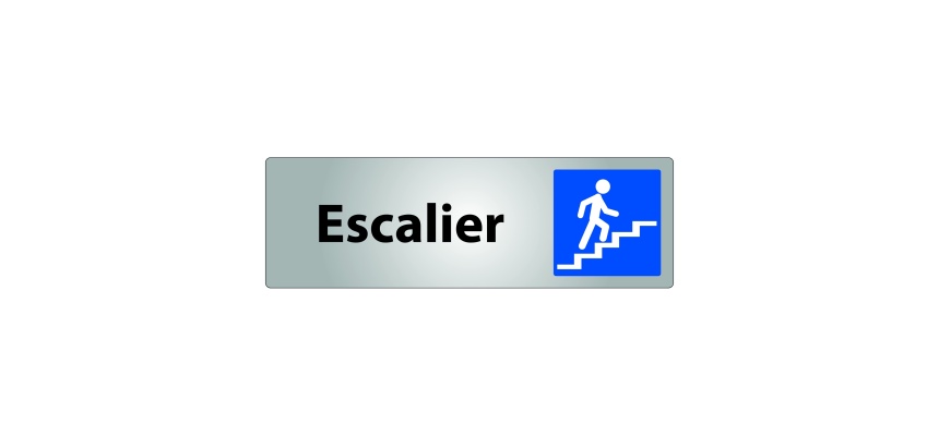 Panneau « Escalier » adhésif pour porte vitrée | PVC/Alu  - 250 x 80 mm - Blanc